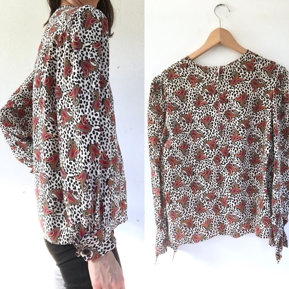 Vintage pattern silk blouse - Picture 2 of 8